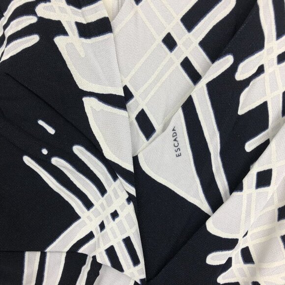 Escada Dido black & white print sleeveless Twisted faux wrap midi dress 34 (SP) - Picture 11 of 15